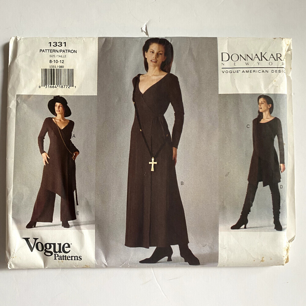 Vintage Y2K Donna Karan New York Vogue Sewing Pattern Dress, Pants 8-10-12 UNCUT